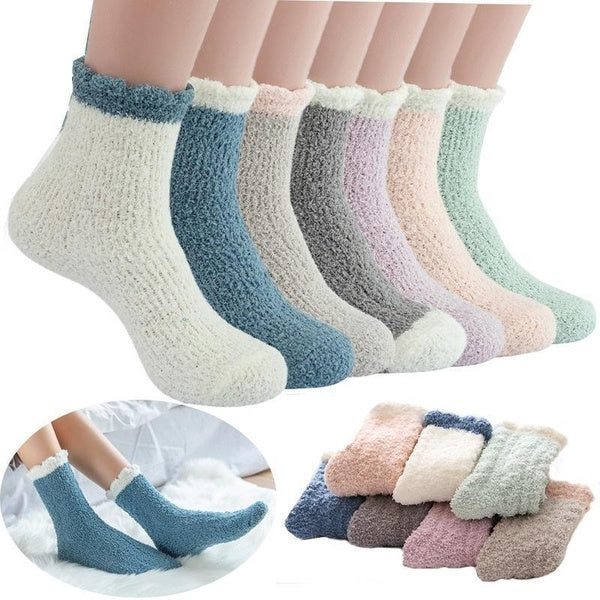 Women Super Soft Plush Slipper Sock Winter Warm Fluffy Microfiber Crew Socks Casual Home Sleeping Fuzzy Cozy Sock