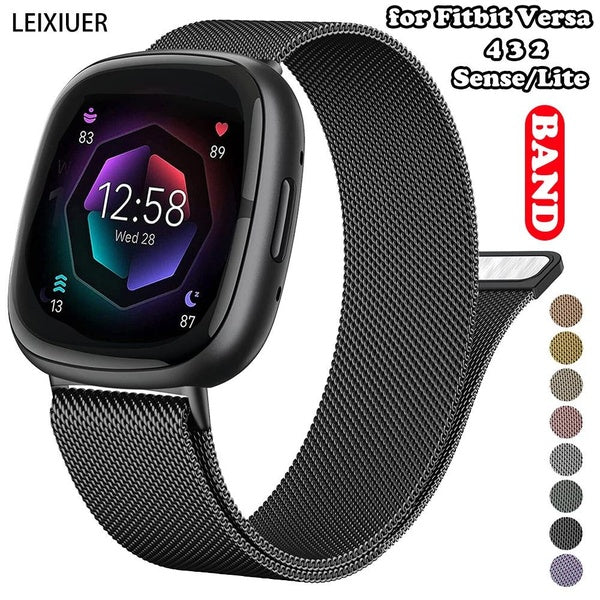 LEIXIUER Magnetic Strap for Fitbit Versa 4 3 2 Band Sense-Lite Metal Stainless Steel Watchband Bracelet Belt Accessories for Fitbit Versa Band (1 Pcs Matron Inn