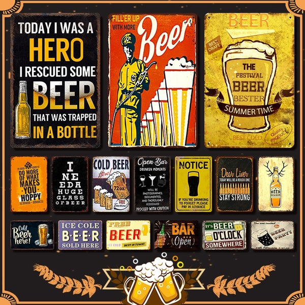 It's Beer Clock Some Where Vintage bière métal étain signes rétro Bar Pub Club Motel Man Cave Wall Decor 8 x 12 pouces