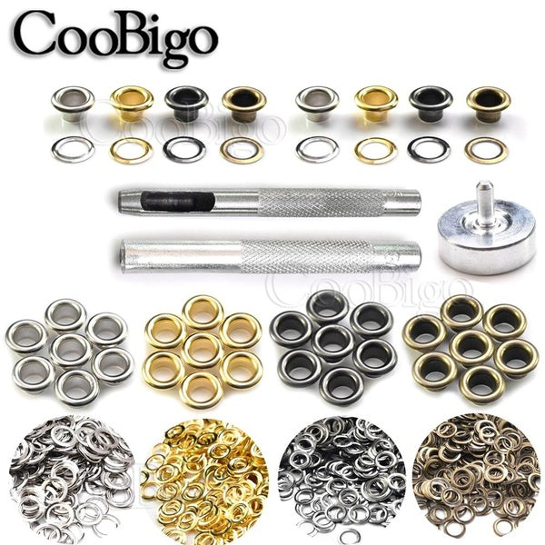 1set 5MM 4 Colors Metal Eyelet Buckles & Eyelets Mould Tools Grommets for Scrapbooking DIY Leather Craft Tag Boot Clothes Accessories