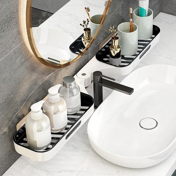 1pc-2pcs Rotatable Bath Shower Rack Organizer Bathtub Storage Shelf Wall Mounted Bathroom Accessories Shampoo Holder Shelves For Kitchen Apartment Do