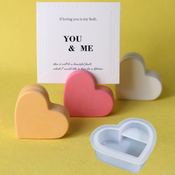 1-2 Pcs DIY Love Business Card Holder Silicone Mold Concrete Plaster Epoxy Resin Decorative Crafts Handmade Home Office Desktop Ornament