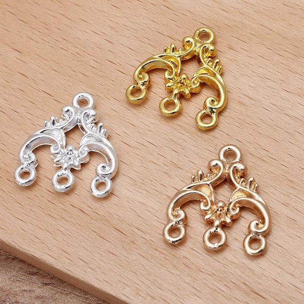 New 19*31mm 10pieces-bag Zinc Alloy Flowers Lamp Shape Charms Connectors Pendants for Girls Earrings Jewelry Accessories