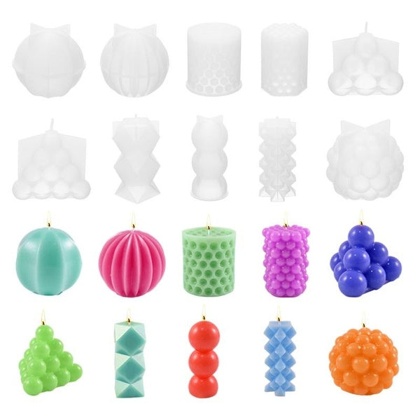 10PCS Multi-Style Geometric Bubble Ball Silicone Candle Mold Spherical Lantern Crystal Epoxy Resin Soap Gypsum Chocolate Mould Decor