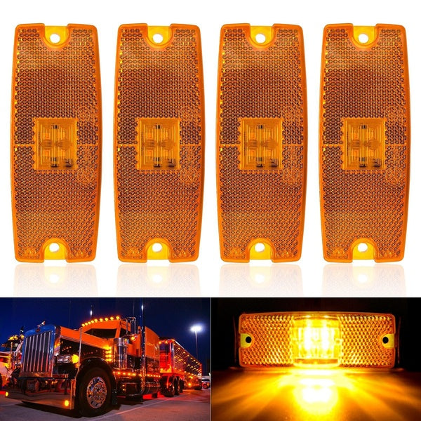 4x Universal White LED Side Marker Light Position Light Signal Indicator Warning Rear Reflector Tractor Trailer Truck Accessorie 12V 24V