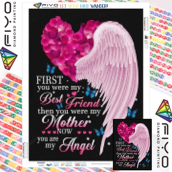 FIYO Angels and Love DIY 5D Diamond Painting Full Drill with Number Kits Home and Kitchen Fashion Mosaic Diamond Painting Canvas Wall Decoration Gift