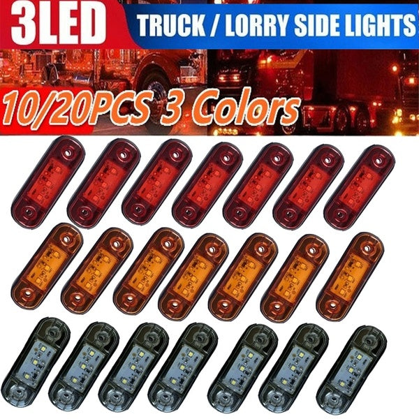10-20 PCS 10-30V 3 LED Universal Side Marker Lights Lamp Indicator Light Clearance Marker Light Warning Lamp for Cars Trailer Trucks Boat Bus - Amber