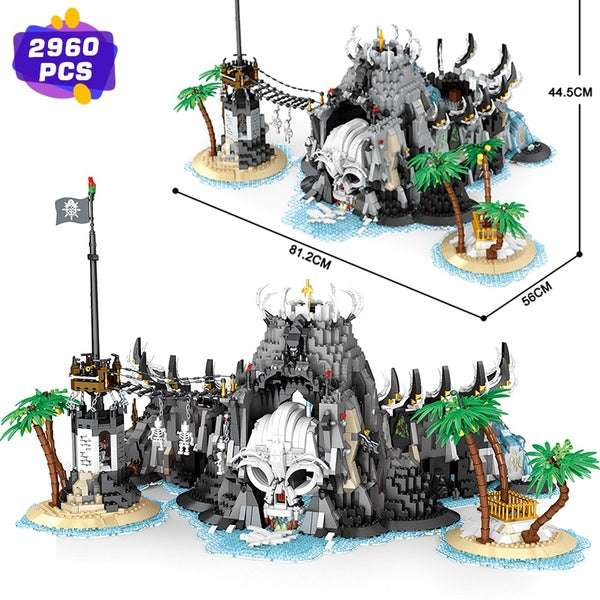 New 2960pcs MOC Pirate Bay House Model Building Block Brick Educational Assembly Toy Children Gift