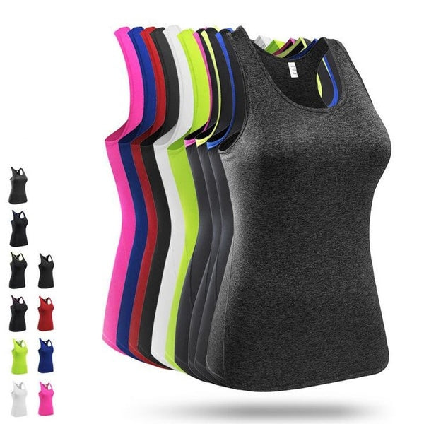 Sport Women Compression Cropped Wear Gilet Yoga Tank Tops Ladies Gym Fitness Workout Shirts Running Cami Vest