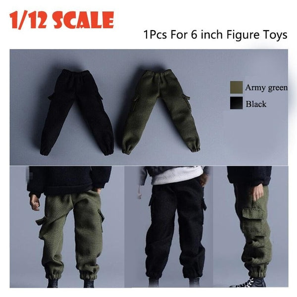 1-12 Scale Black Pants Army Green Trousers For 6 inch Action Figure Clothes Accessories Toys Matron Inn