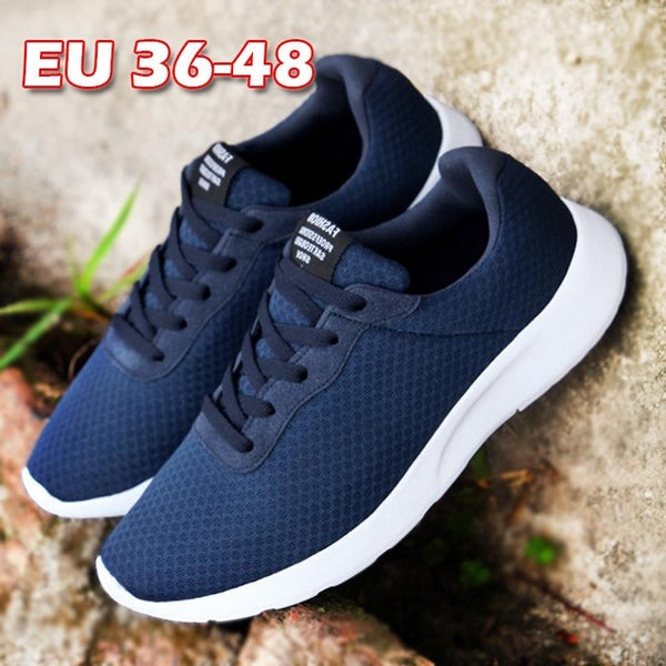 Solid Color Sneakers for Men Ultra Lightweight Sports Shoes Mesh Breathable Tennis Shoes Flats Sole Comfortable Walking Shoes Plus Size EU 36-48
