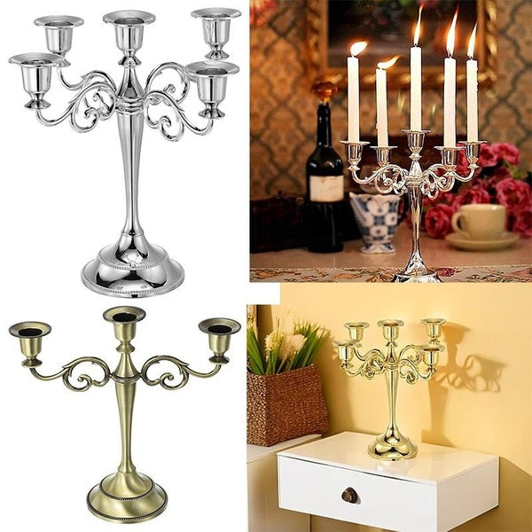 Candle Holders 3-arms-5-arms Bronze Metal Wedding Candlestick Decoration Candle Stand Light Holder for Home Decor
