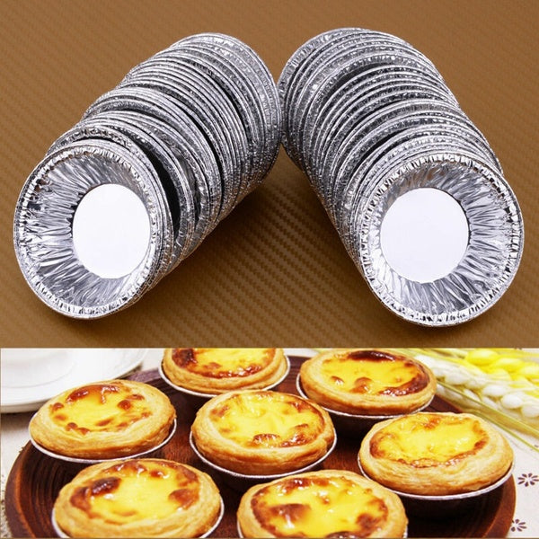 50Pcs-100pcs Egg Tart Aluminum Cupcake Cake Cookie Mold Pudding Mould Tin Baking Tool []