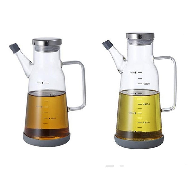 Olive Oil Dispenser Measurements Vinegar Bottles Cooking Oil Can Glass Bottle BBQ Kitchen Supplies, 550ML & 750ML