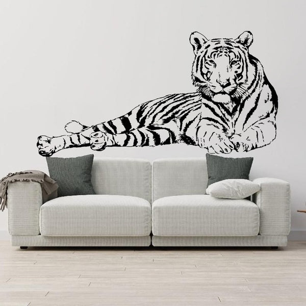 Large Sleeping Tiger Beast Animal Wall Sticker Bedroom Kid Room Safari Africa Jungle Animal Tiger Wall Decal Playroom Vinyl Decor
