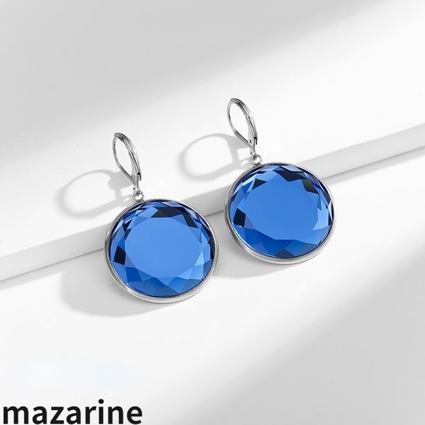 Blanc, café, bleu lac, bleu foncé, rose, gris, Boucles d'oreilles pendantes en cristal