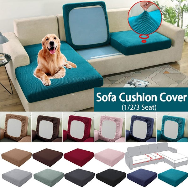 Solid Color Elasticity Sofa Seat Cushion Cover 11 Colors Couch Cushion Slipcover Love Seat Cover Protector for Living Room Bedroom 1-2-3 Seater