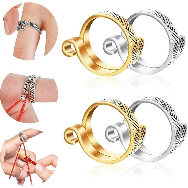 1PC Adjustable Knitting Crochet Loop Ring,Brass Open Yarn Guide Crochet Ring for Faster Knitting Yarn Guide Finger Holder Knitting Thimble for Croche