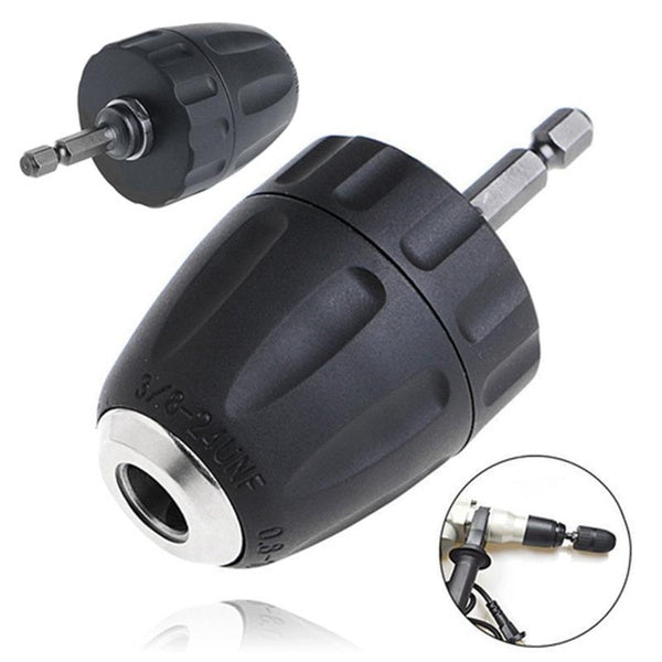 1pcs Keyless Drill Chuck 0.8-10mm 3-8-24UNF Electric Drill Bit Chuck Clip + 1pcs 1-4'' Hex Shank Rod Adapter Suitable for power 1050W more impact dri