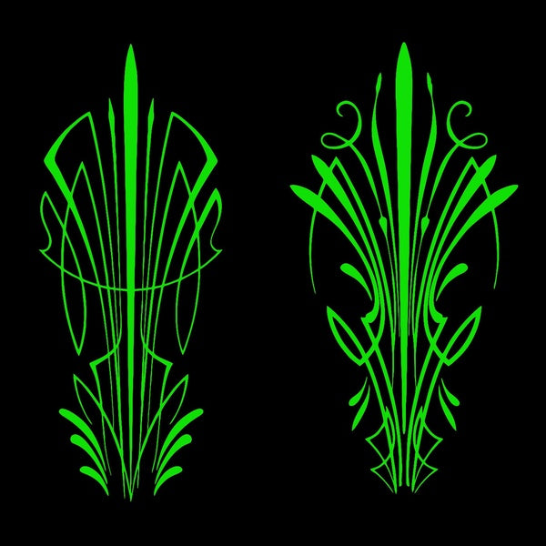 2pcs, 9'' 23cm Pinstriping Stripe Art Flowers Motorcycle,（No Background ) Bicycle Sticker Bike Stickers Vinyl Graphics Auto Truck Car Race Reflective