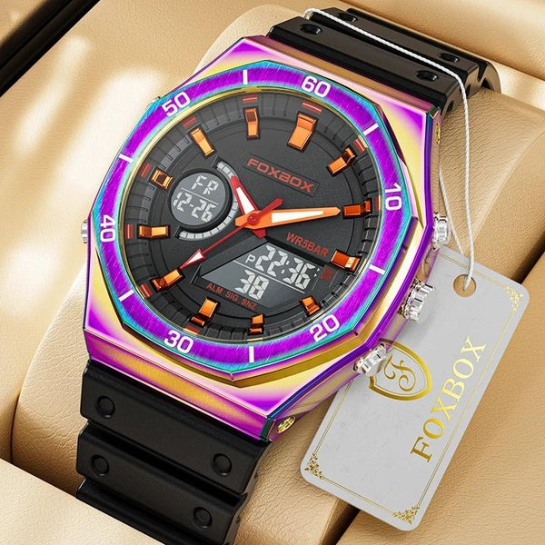 2023 LIGE marque FOXBOX sport mode Quartz montre pour hommes double affichage numérique décontracté 50M étanche montre pour hommes horloge lumineuse