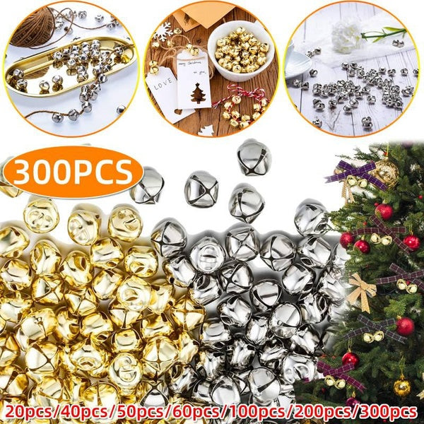 20-40-50-60-100-200-300pcs Christmas Jingle Bells Charms Craft Bells Iron Pendants Hanging Christmas Tree Ornaments Pet Bells for Party Decorations-C
