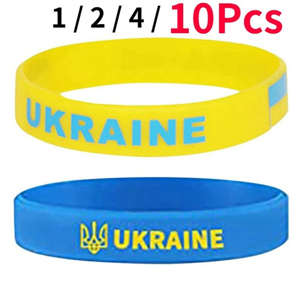 Femmes Hommes Ukraine Bracelets,Festival Parade A Party Décoration Ukraine Drapeau Bracelet Ukraine Ukrainien Caoutchouc Bracelet Ukrainien Cadeaux F
