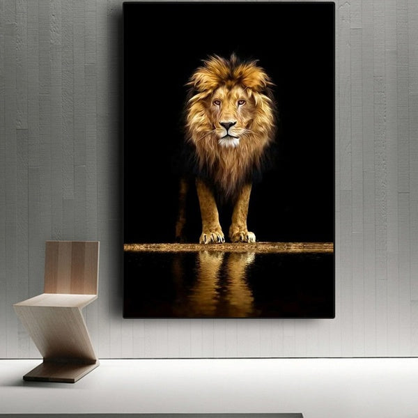 Lion In The Dark Canvas Art Posters and Prints Animals Wall Art Decorative Pictures African Lion Canvas Painting Home Wall Decor