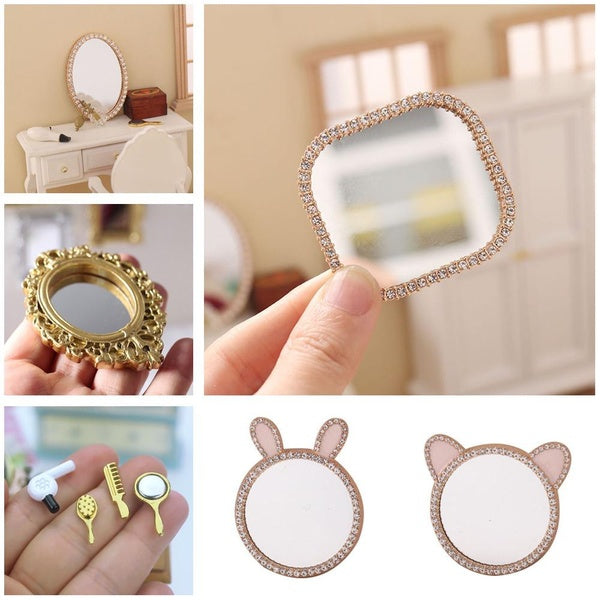 Dollhouse Mini Mirror-Hair Dryer-Combs 1:12 Scale Miniatures Collection Kids Toy