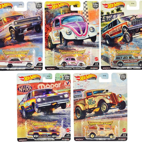 Drag Strip 5 piece Set "Car Culture" Series Diecast Model Cars by Hot Wheels Matron Inn