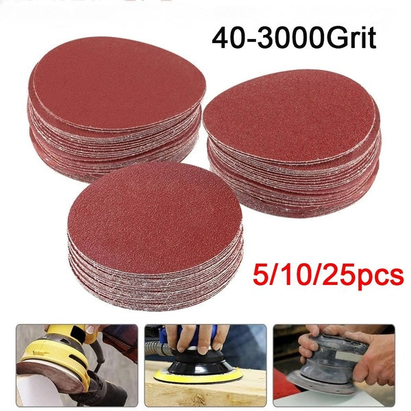 5-25 pièces 50-75-100-150-200mm feuille abrasive disques de ponçage tampon de polissage papier de verre forme ronde 40-3000 grain []
