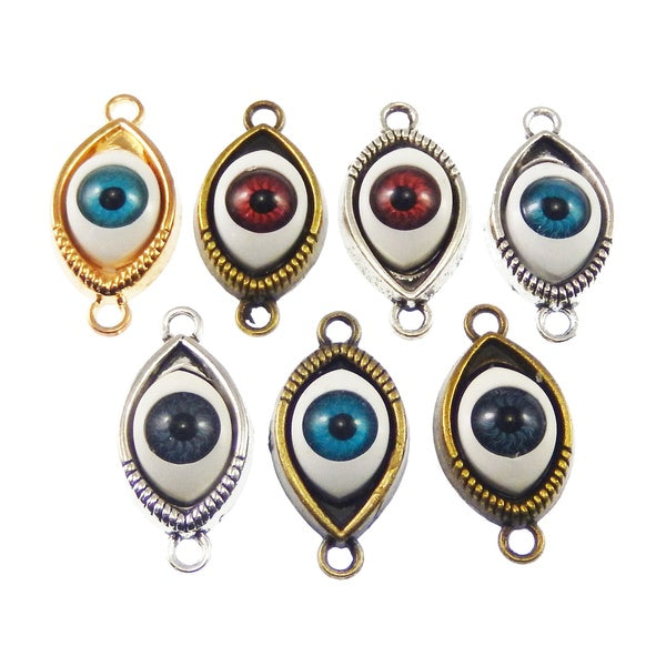 30pieces Mix 3D God Eye Evil Eyes DIY Bracelet Charms Connector Necklace Pendants 30*15mm Handmade Crafts Jewelry Makings 002