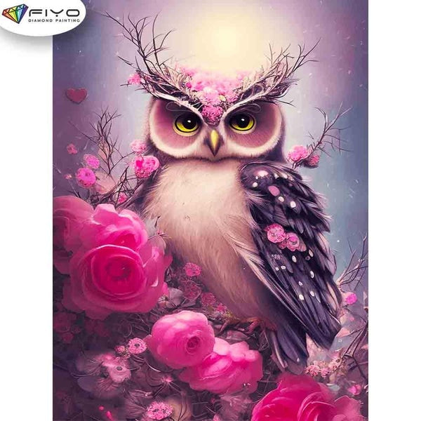 FIYO Lovely Owl Diamond Painting Kits For Adults DIY 5D Diamond Mosaic Diamond Painting Home and Kitchen Fashion Canvas Pictures Wall Decoration Gift