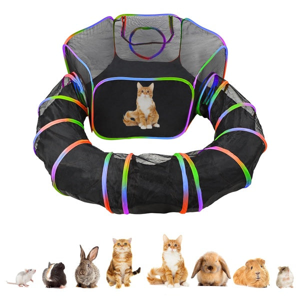 MiMu Dog Playpen Outdoor Cat Tent with Exercise Tunnel - Pop Up Breathable Pen