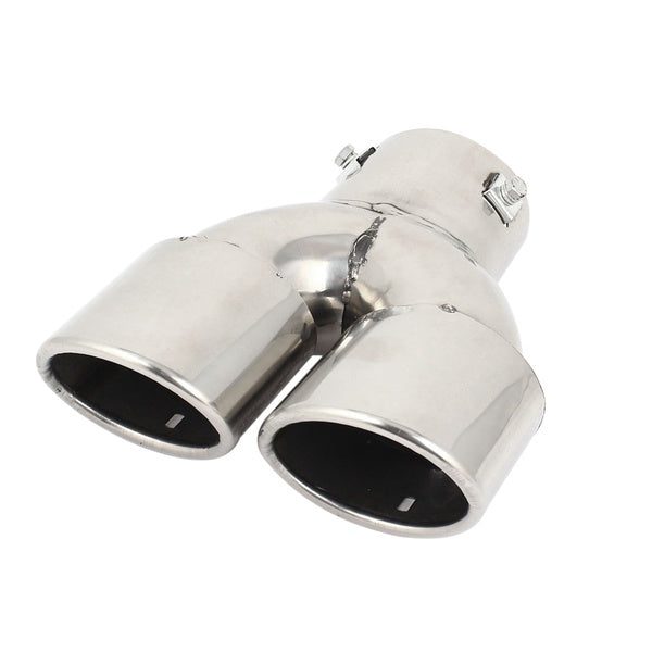 Car 60mm Double Oval Outlet Exhaust Muffler Tail Pipe Tip