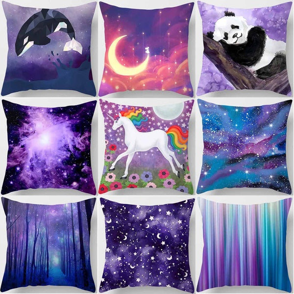 purple dream printing square pillowcase, used for home decoration, car sofa cushion cover (45cm * 45cm)