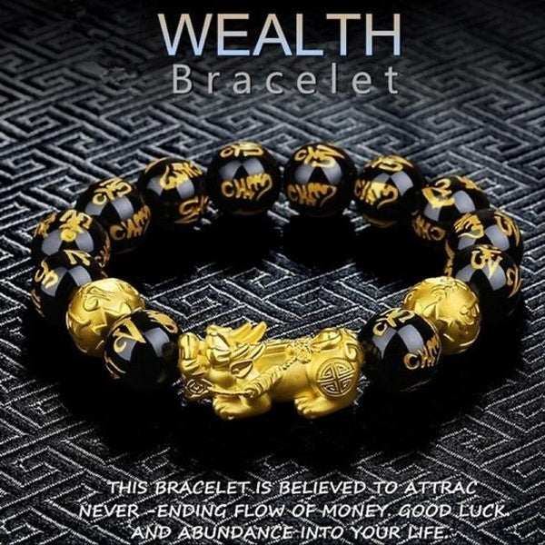 Le bracelet de richesse en obsidienne noire attire l'ARGENT ET LA BONNE CHANCE