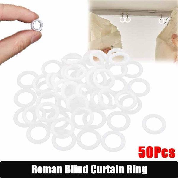 10.6mm Inner Dia Plastic Roman Store Window Curtain Rings White 50pcs