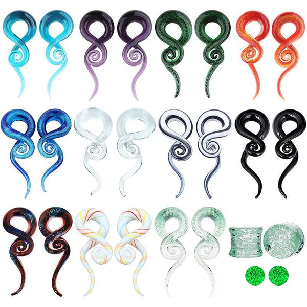 TOPBRIGHT 2 pcs Verre Pyrex Bouchons D'oreille Tunnel Oreille Spirale Cône Cartilage Boucle D'oreille Jauges Expander Civière Chair Piercing Corps B