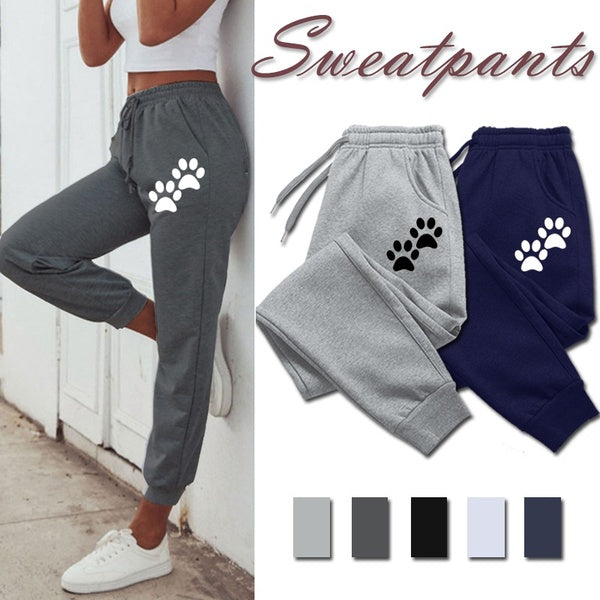 2023 Jogger Trousers Cute Cat Paw Printed Women Sweatpants Cotton Long Pants Casual Sports Fitness Jogging Pants Spring Autumn Winter Women Sweat Pan