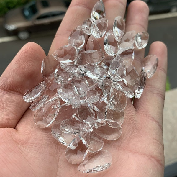 10Pc 15MM VERRE À FACETTES Teardrop CRISTAL Lampe PRISME LUSTRE PARTIE BRICOLAGE PENDENTIF