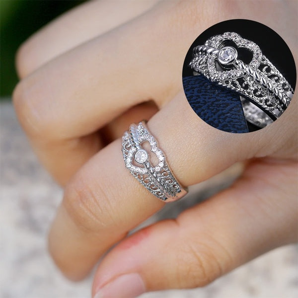 2020 nouvelle mode plaqué argent placage couleur femme bague de mariage en forme de coeur