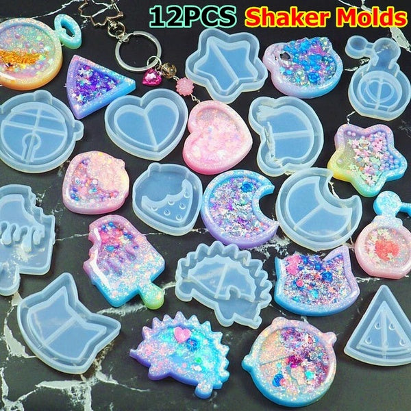 12 pièces Shaker moules bouteille de lait UV résine époxy moule baguette magique huile seringue artisanat outils