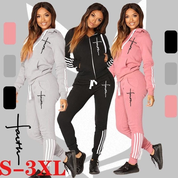 2023 Spring Autumn New Fashion Jesus Printed Women Track Suits Sports Wear Jogging Suits Hoodies+Sweatpants Sweat Suits