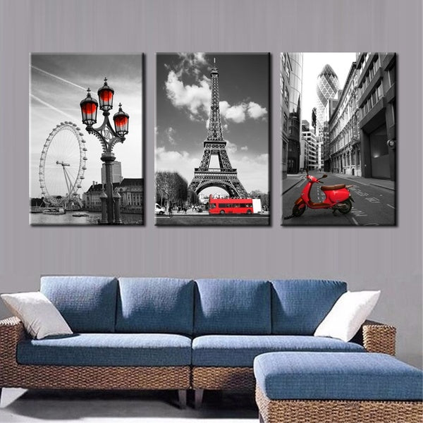 Modern City Landscape Canvas Painting Landscape of the Eiffel Tower in Paris Poster Wall Picture for Living Room Home Decor Gift