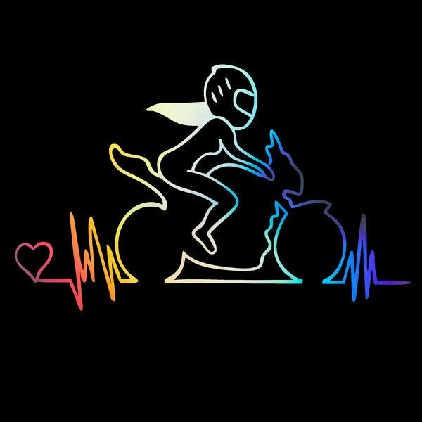 2pcs,7.8'' 20cm Female Rider Heart Line Biker Motorcycle Decoration Stickers DieCut（No Background ) Night Reflective Stickers Vinyl Decal Car Window
