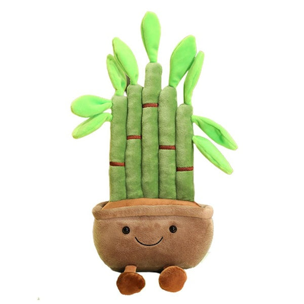 Kawaii Lucky Bamboo Flower Plush Toys Potted Plants Stuffed Doll
