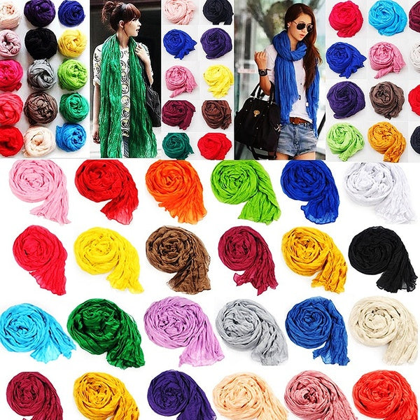 Fashion Women's Cotton Scarves Lady Light Soft Fashion Solid Scarf Beach Wrap Shawl (180cm*50cm)