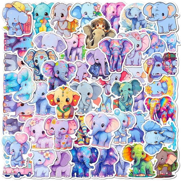 10-50pcs Cute and Colorful Elephant stickers baby elephant graffiti Stickers for DIY Luggage Laptop Skateboard Motorcycle Bicycle Sticke