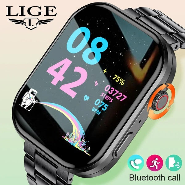 LIGE nouvelle montre intelligente d'appel Bluetooth pour hommes et femmes Assistant vocal AI Sport Fitness Bracelet moniteurs de santé étanche Smartw